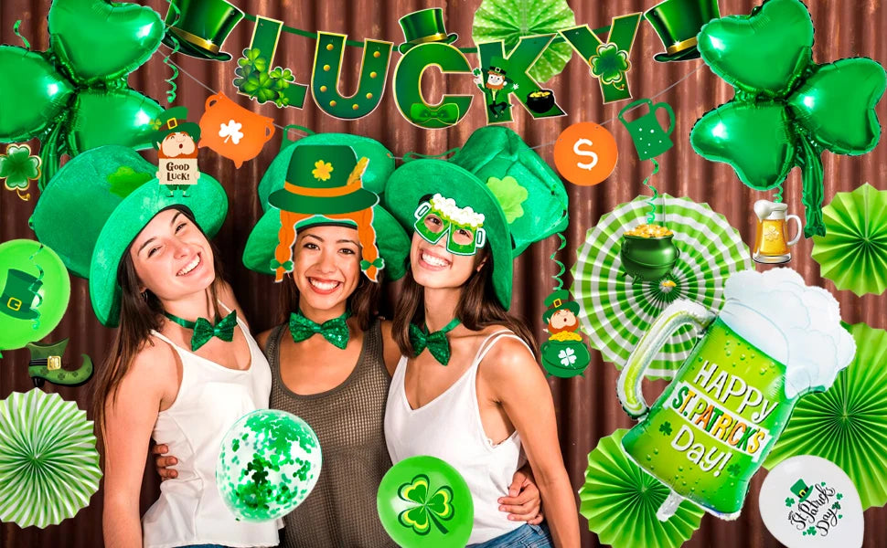 St Patricks Day Decorations, St Patrick's Day Party Decorations Set-St. Patrick's Day Balloon,Shamrock Banner Balloons