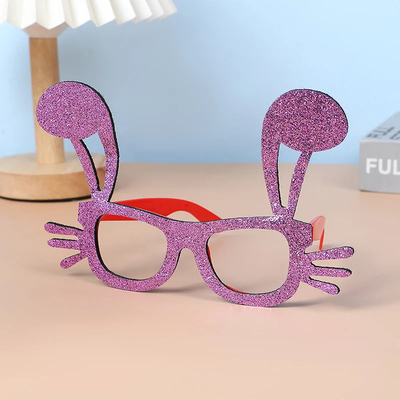 Kids Easter Party Bunny Egg Glasses Frame Photo Booth Props 2025 Happy Easter Party Decoration Kids Birthday Favors Supplies