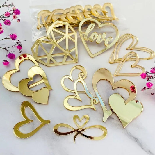 9 designs Ins Style Love Heart Acrylic Cake Topper Birthday Valentine's Day Cake Decoration Wedding Cake Side Acrylic Insert