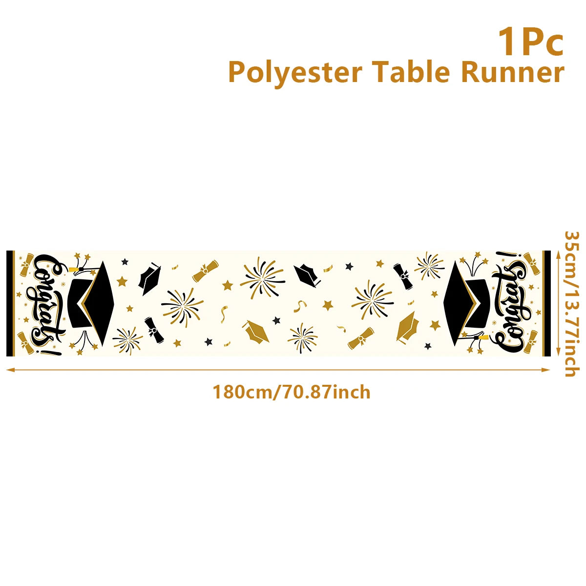 Graduation Table Runner Graduation Decorations 2025 Black Gold Polyester Graduation Table Cloth Prom Grad Party Table Decoration