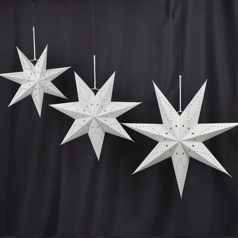 Hollow Star Hanging Pendant Eid Mubarak Ramadan Kareem Decoration Lantern 2024 Islamic Muslim Party Supplies Christmas Birthday