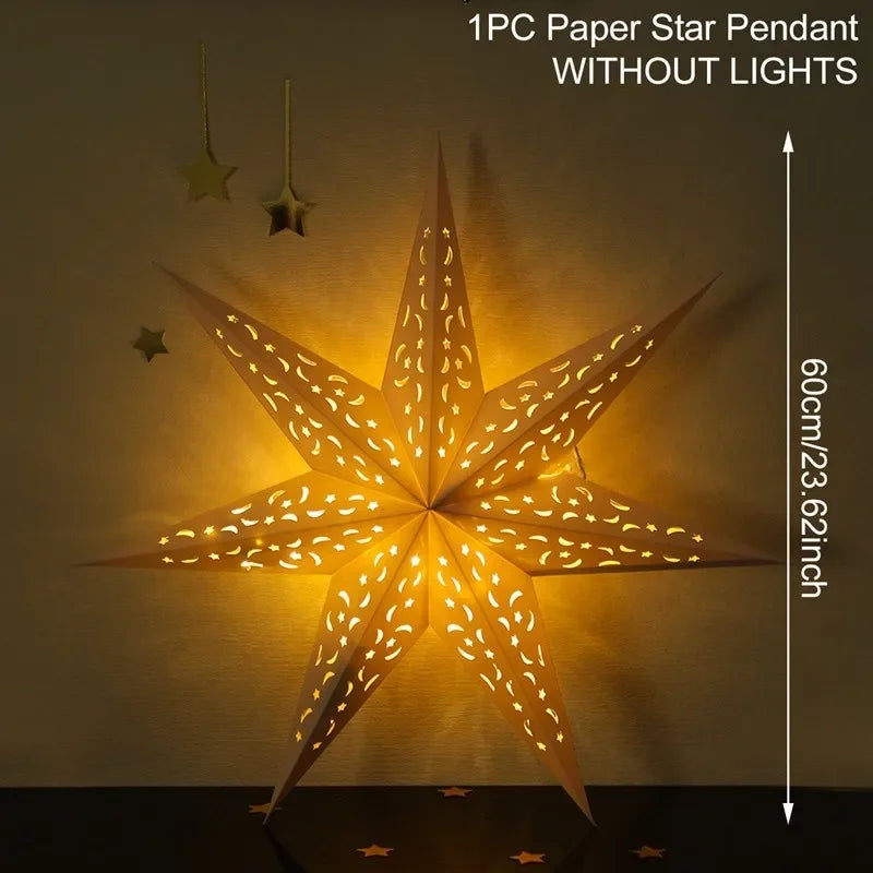 Hollow Star Hanging Pendants Ramadan Decorations 2025 for Home Ramadan Islamic Muslim Party Gifts Eid Mubarak Home Decorations