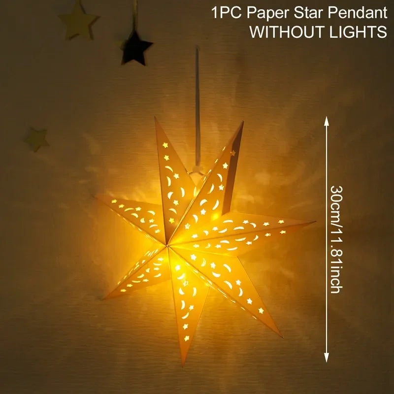 Hollow Star Hanging Pendants Ramadan Decorations 2025 for Home Ramadan Islamic Muslim Party Gifts Eid Mubarak Home Decorations