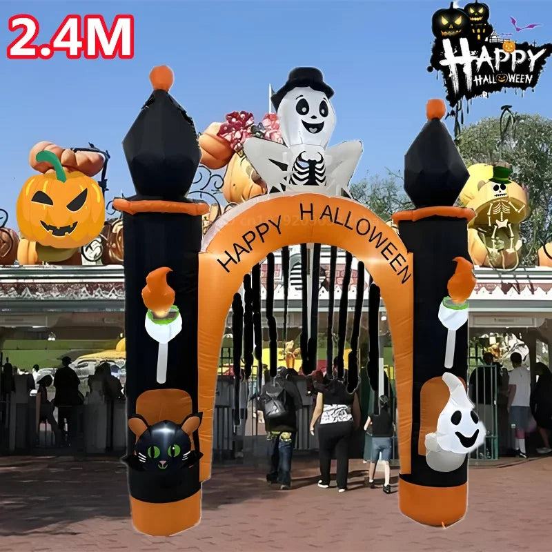 Halloween Inflatable Arch Toys Model Built-in LED Light Pumpkin Prop Outdoor Indoor Home Garden Party Terror Decoration