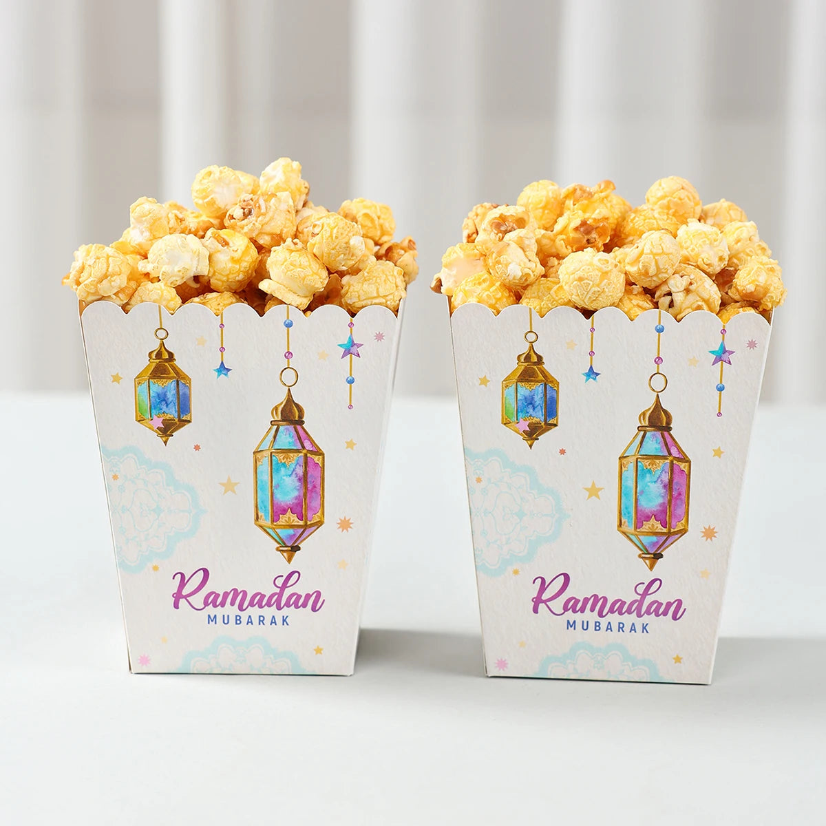 EID Mubarak Popcorn Box Biscuit Gift Box Ramadan Decoration 2025 For Home EID Mubarak Islamic Muslim Party Decor Eid al-Fitr