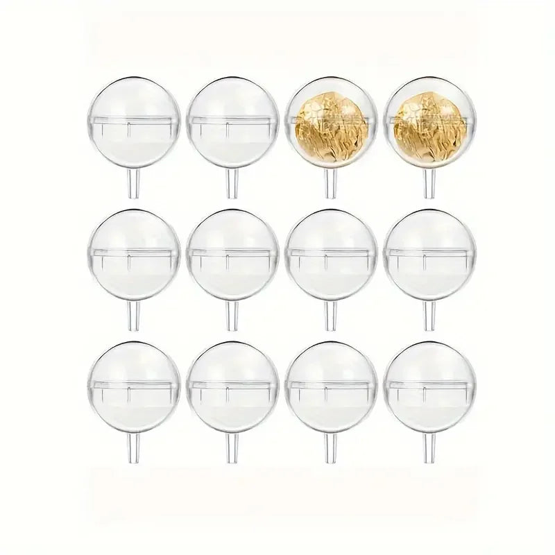 10pcs Chocolate Flower Holder Transparent Round Lid Acrylic Flower Cup Valentine's Day Bouquet Diy Material Flower Packaging