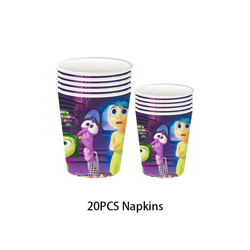 New Disney Inside Out 2 Birthday Decoration Party Disposable Tablewase Cups Plates Balloons Baby Shower Party Supplies For Kids