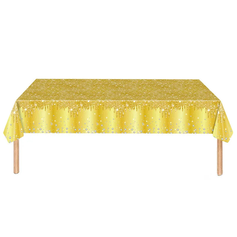 10Guests Gold Diamond Gilding Disposable Tableware Wedding Birthday Plates Napkins Happy Birthday Party Supplies