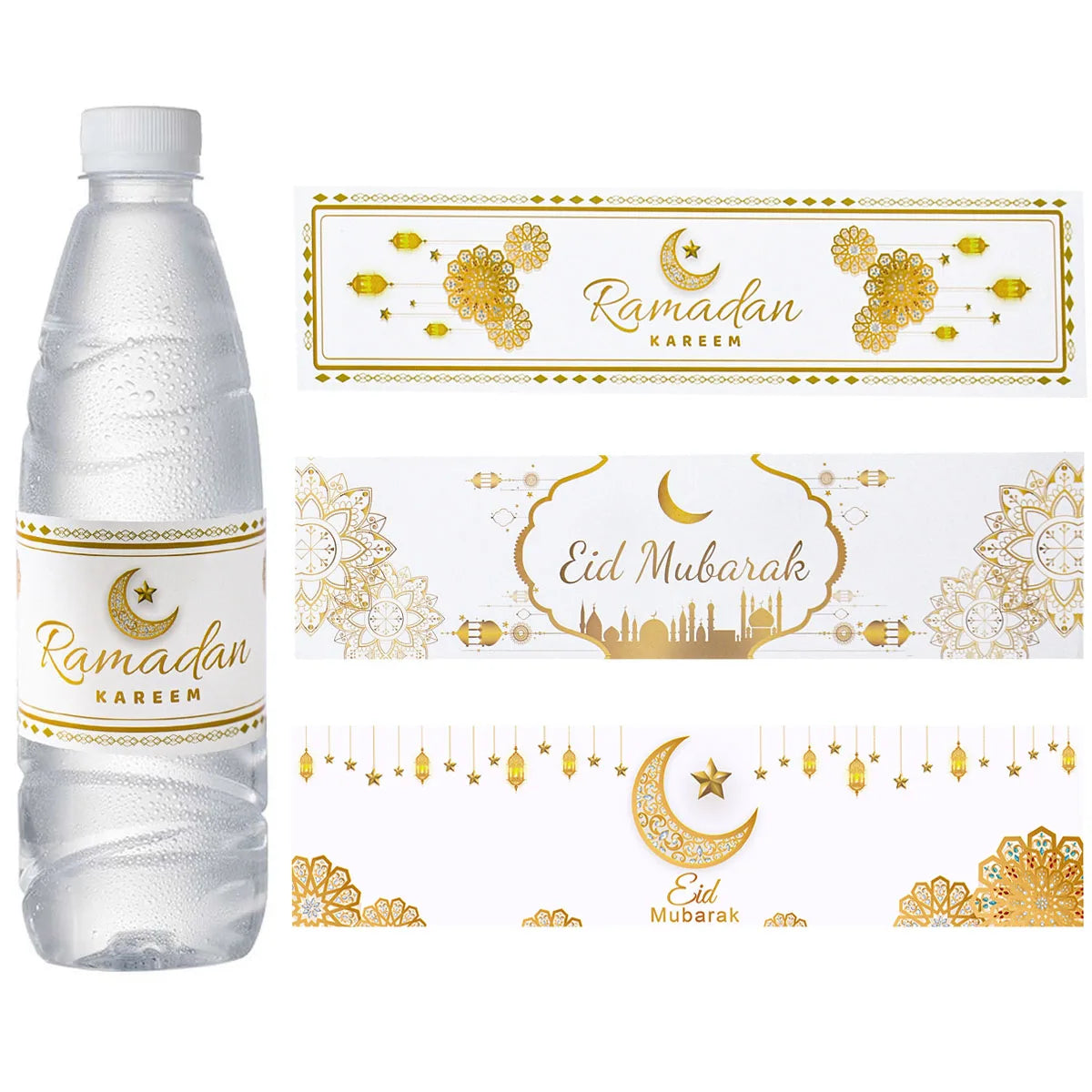 10/24pcs Eid Mubarak Bottle Labels Sticker Ramadan Kareem Decoration For Home 2025 Muslim Islamic Party Supplies Eid Al-fitr