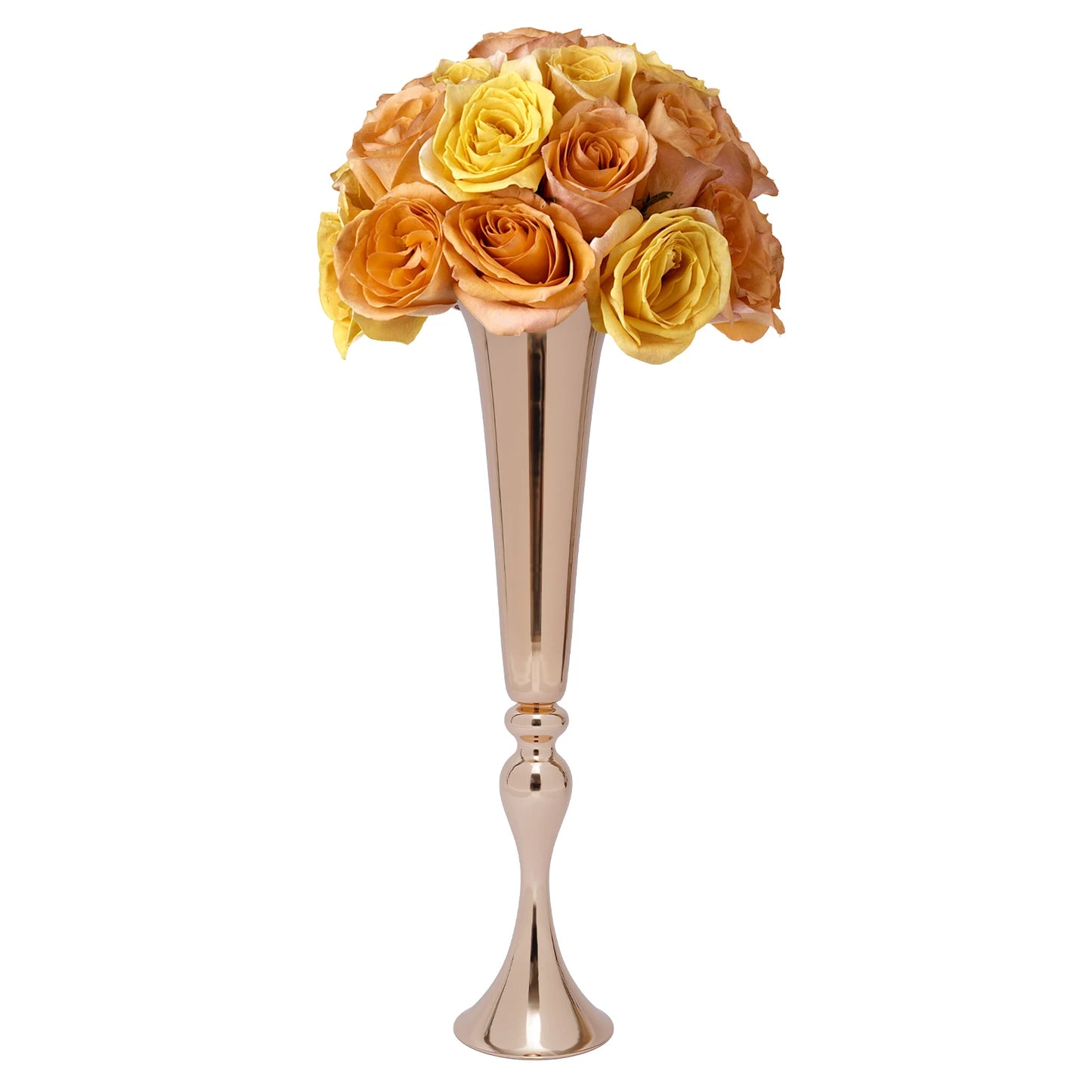 Golden Metal Table Flower Stand Vase 6Pcs Candle Holder 22.2" Tall Wedding Centerpiece Party Event Hotel Decoration