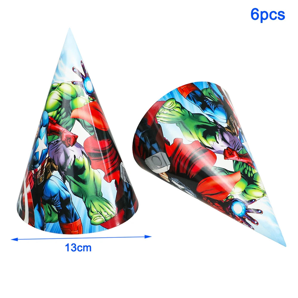 Avengers Superhero Birthday Party Decoration Balloon Cake Plate Paper Cup Box Gift Bag Background Banner 10 People Tableware Set