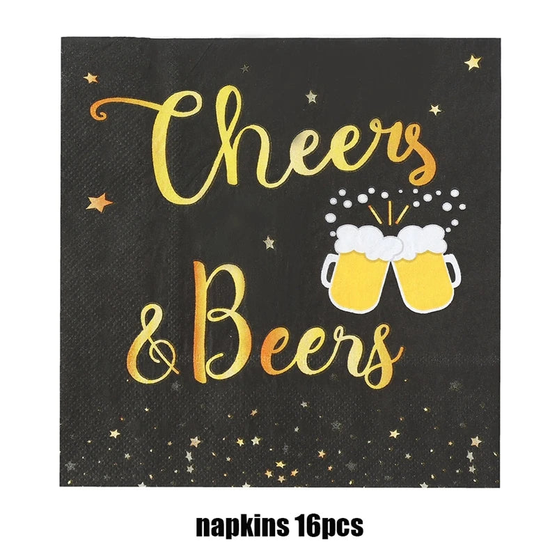Cheers Beer Glasses Decorations Disposable Tableware Plates Cup Napkins Oktoberfest Wedding Spiderman Baby Shower Stitch Sonic