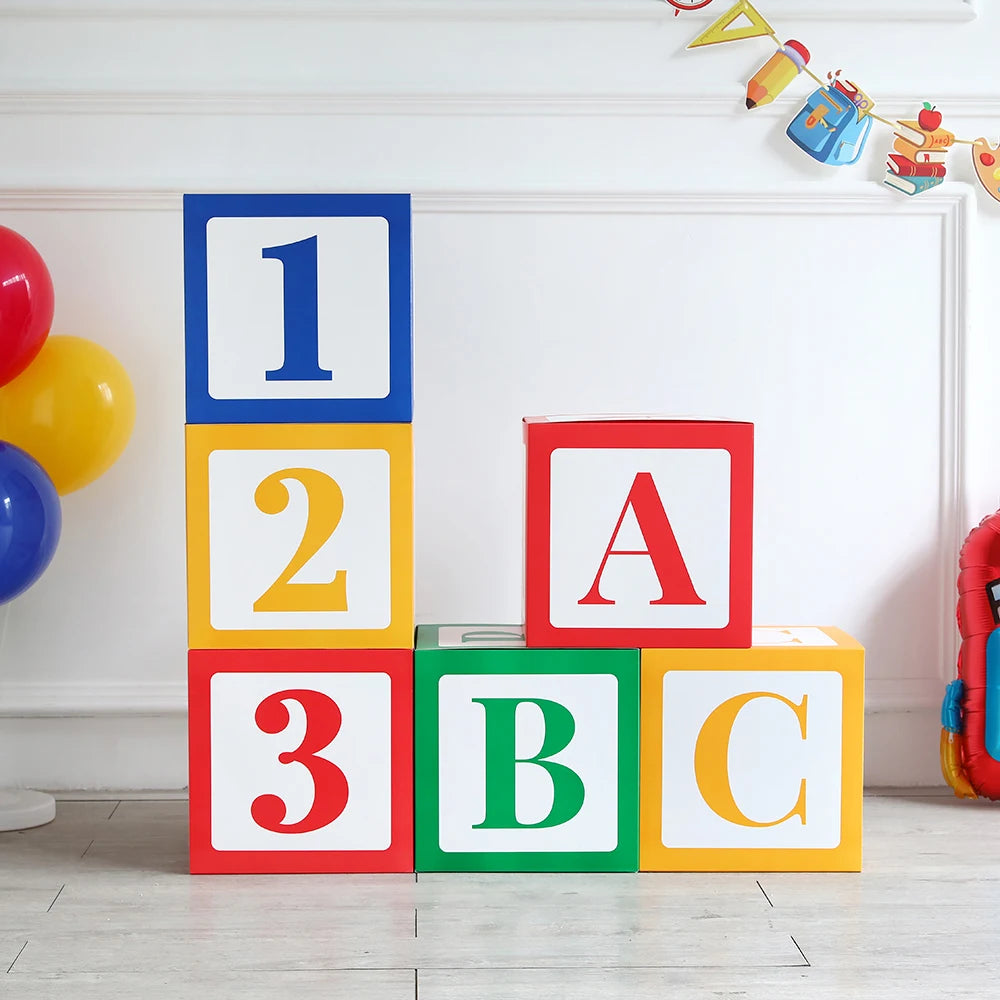 3pcs Back To School ABC Letter 123 Balloon Boxes Birthday Baby Shower Kindergarten Rainbow Happy Graduation Party Supplies
