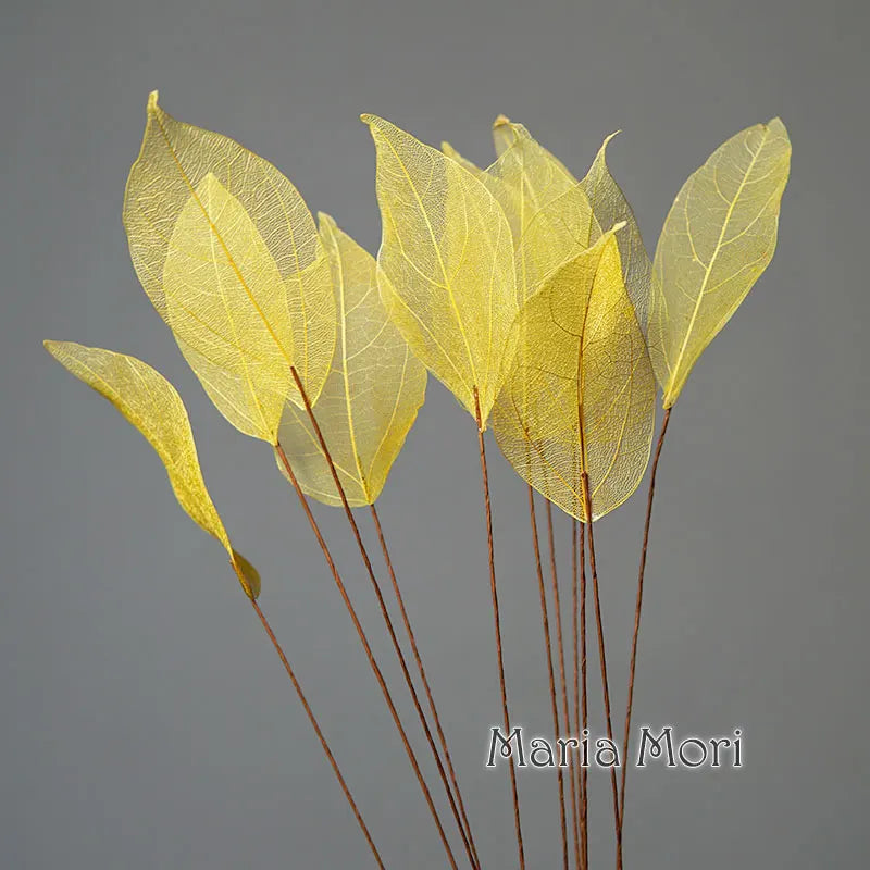 Home Decoration Lucency Leaves Natural Leaf Vein Immortal Artificial Flowers Wedding Table Decoration Wire Stem