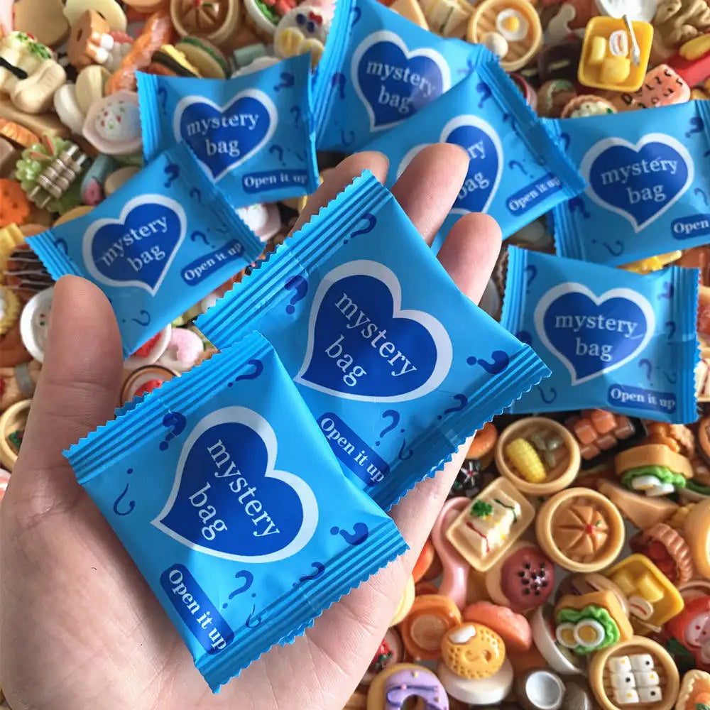 10/30/60pcs Blind Bags Mixed Styles Tiny Food Miniature Simulated Mini Food Miniature Mystery Bags for Dollhouse Decor, Gifts