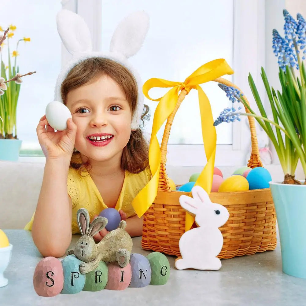 Spring Easter Bunny Rabbit Wooden Ornaments DIY Crafts Kids Toy Gift Happy Easter Decoration 2025 Party Home Desktop Decorations