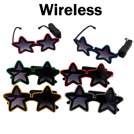 Wireless EL Glowing Party Glasses LED Light Up Five Stars Glasses Birthday Wedding Halloween Supplies Night Club Disco Props
