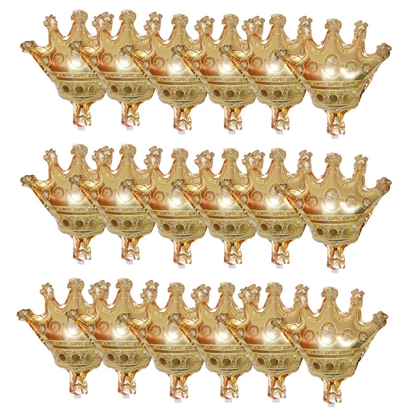 18pcs Mini Crown Aluminum Foil Balloons Gold Silver Crown for Princess Baby Shower Wedding Birthday Party Decoration Supplies