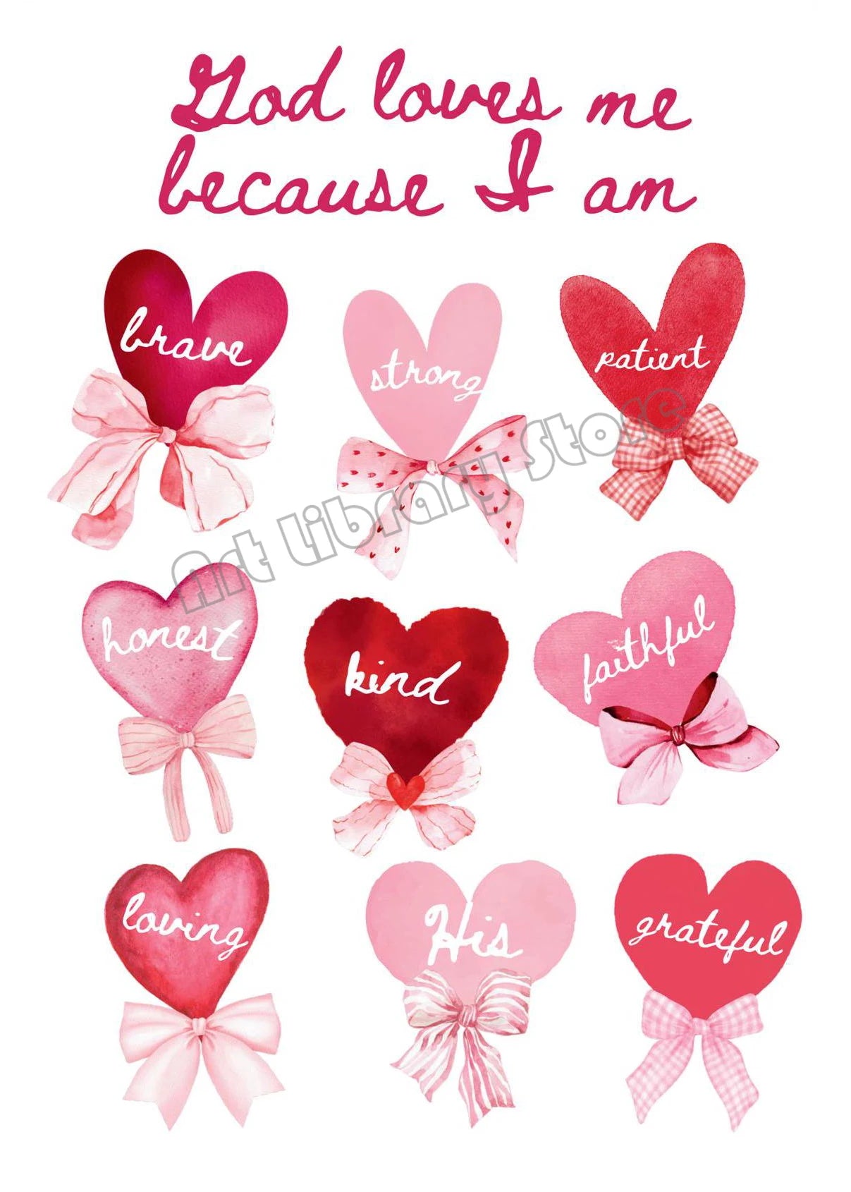 Retro Cute Pink Cherries Bow Heart Lollipop Love Valentine Illustration Poster Canvas Painting Wall Pictures Modern Home Decor