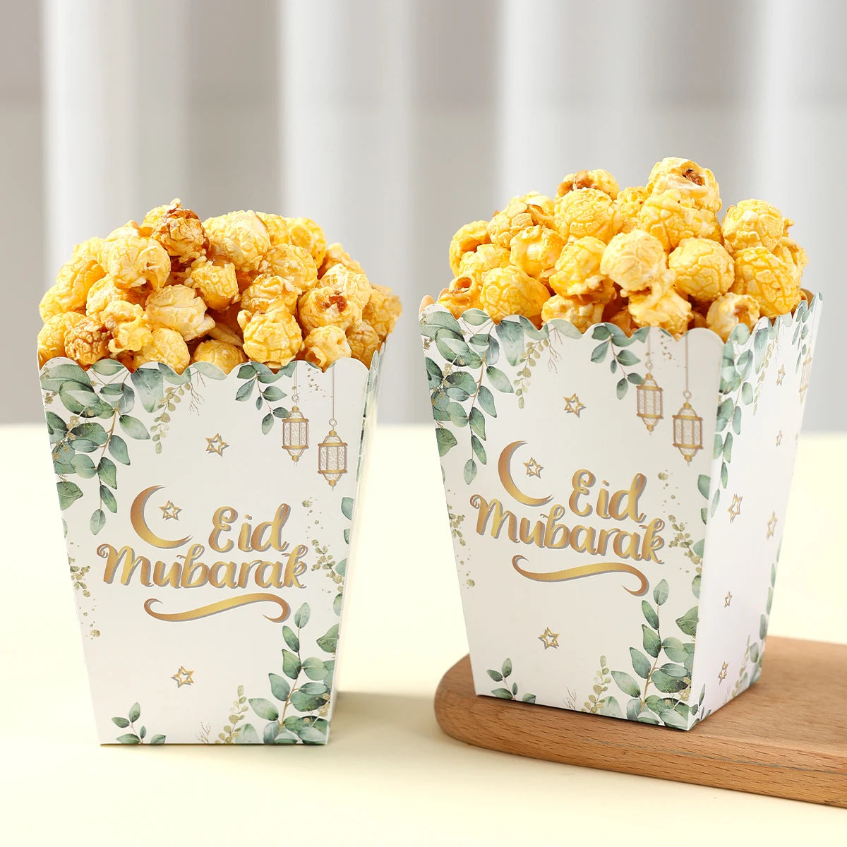 EID Mubarak Popcorn Box Biscuit Gift Box Ramadan Decoration 2025 For Home EID Mubarak Islamic Muslim Party Decor Eid al-Fitr