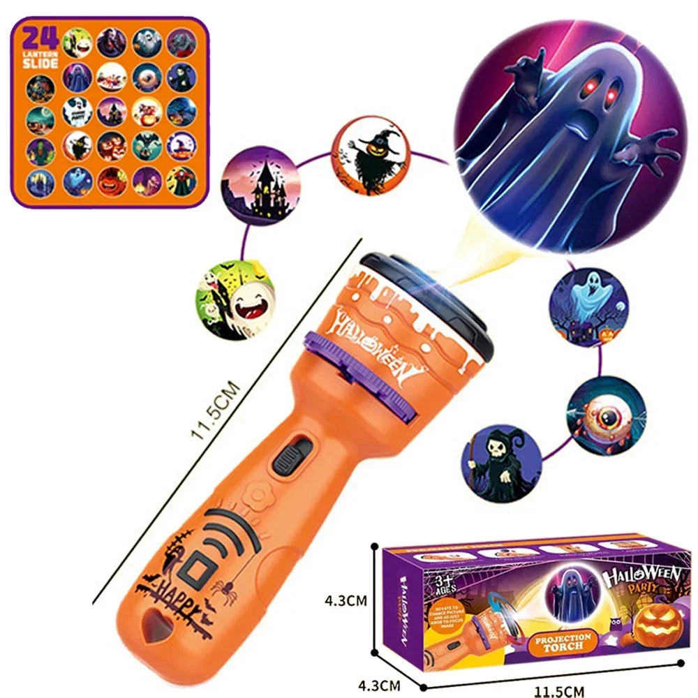 Halloween Projection Flashlight, Early Education Puzzle Development Toy, 24 Patterns Projector Torch Baby Toys, Hallowmas Gifts