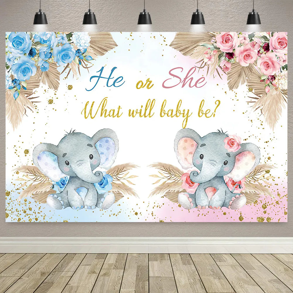 Boy Or Girl Gender Reveal Decorations Blue Or Pink Polka Dot Balloons Party Backdrop Gender Reveal Background Banner Supplies