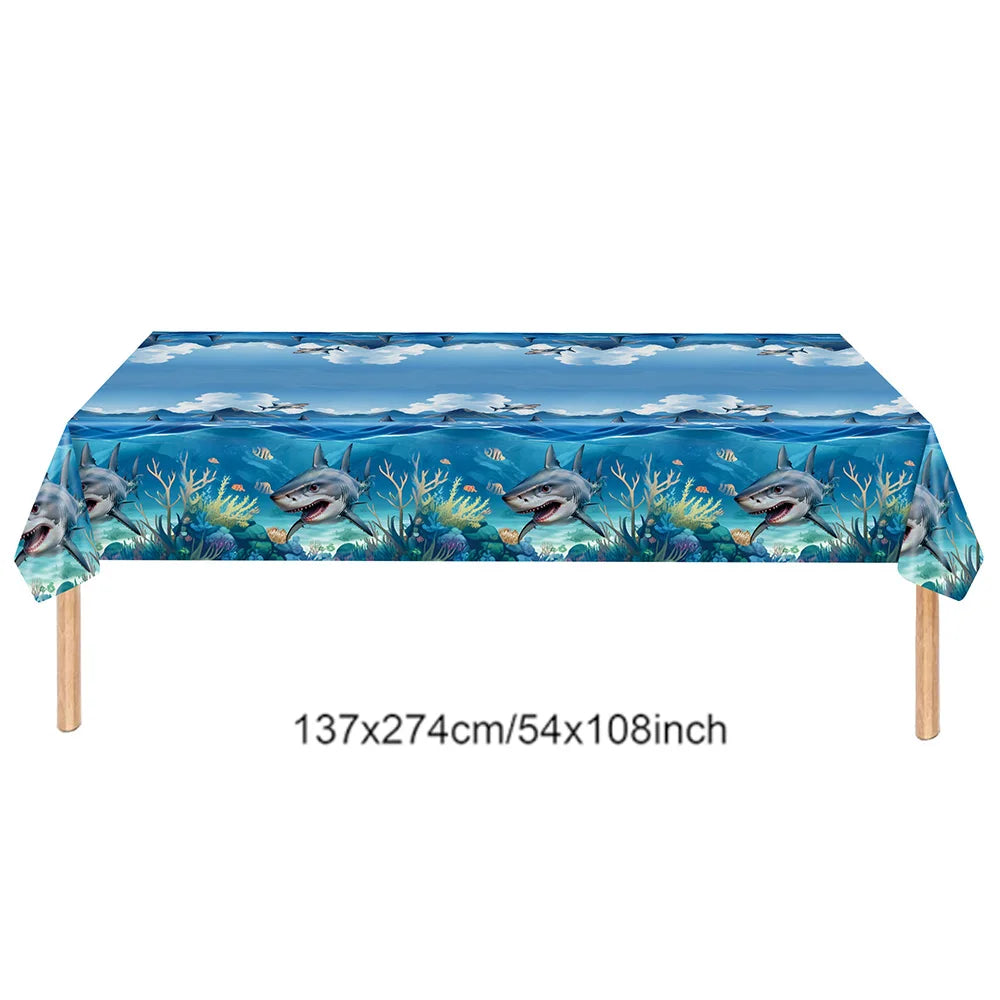 Shark Party Supplies Shark Birthday Tableware Shark Baby Shower Paper Cups Plates Napkins Ocean Shark Theme Party Decorations