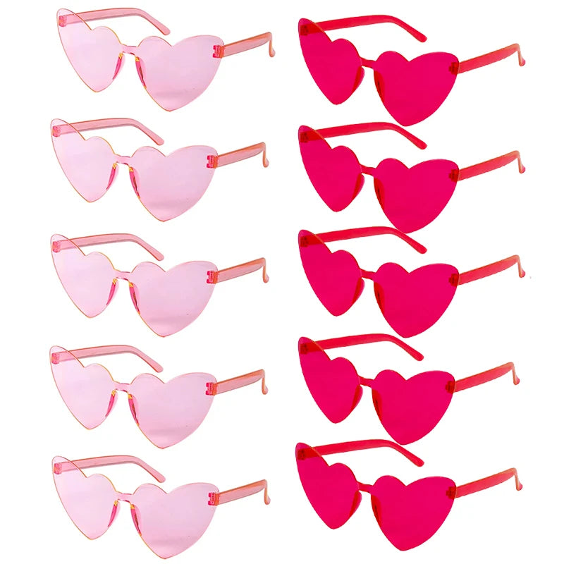 10pcs Bachelorette Party Sunglasses Black White Pink Square Heart Shape Glasses Bride and Groom Photo Glasses Bridal Shower Deco