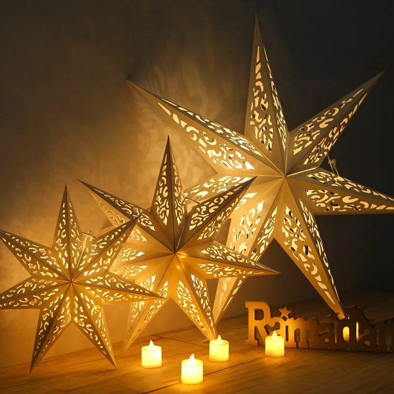 Hollow Star Hanging Pendants Ramadan Decorations 2025 for Home Ramadan Islamic Muslim Party Gifts Eid Mubarak Home Decorations