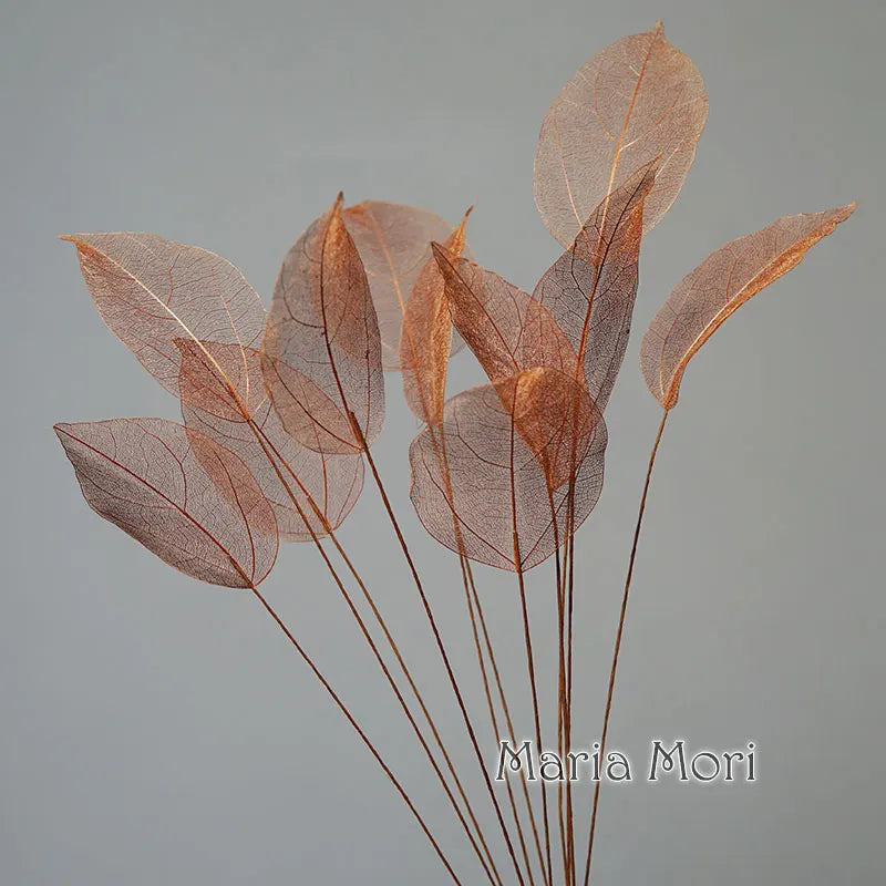 Home Decoration Lucency Leaves Natural Leaf Vein Immortal Artificial Flowers Wedding Table Decoration Wire Stem