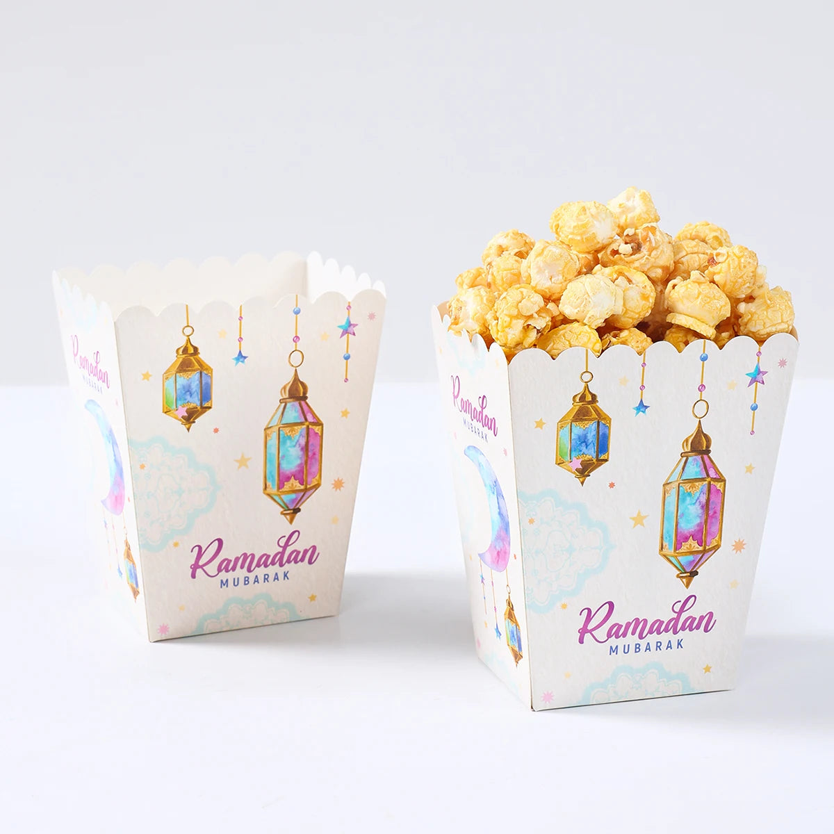 EID Mubarak Popcorn Box Biscuit Gift Box Ramadan Decoration 2025 For Home EID Mubarak Islamic Muslim Party Decor Eid al-Fitr