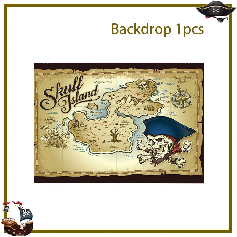 Pirate Birthday Party Decoration Balloon Tableware Tablecloth Backdrop Hanging Banner Cake Toppers For Kids Party Event Supplies