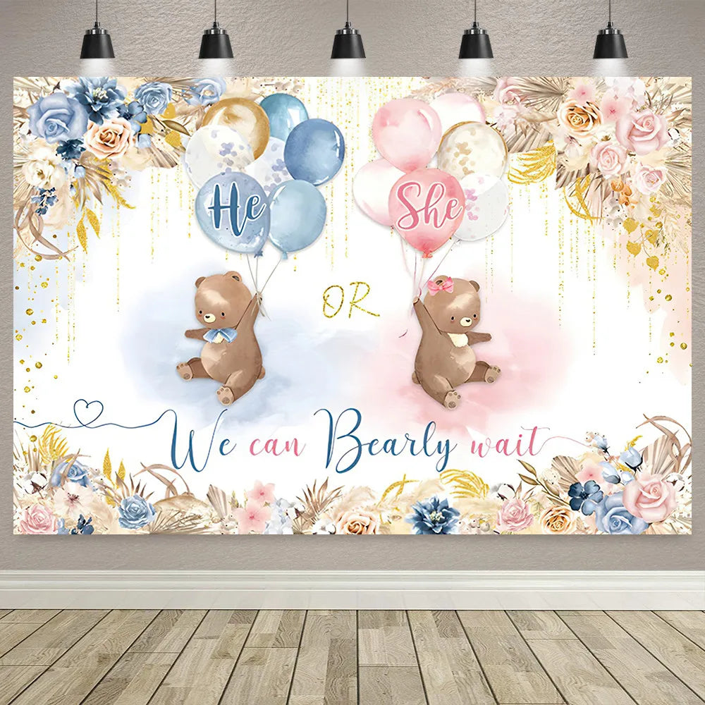 Boy Or Girl Gender Reveal Decorations Blue Or Pink Polka Dot Balloons Party Backdrop Gender Reveal Background Banner Supplies
