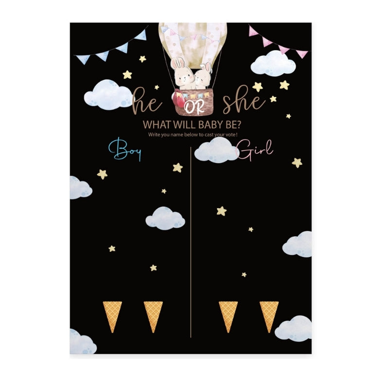 M5TF Gender Reveal Party Baby Gender Reveal Poster with 36pcs Boy and Girl Stickers