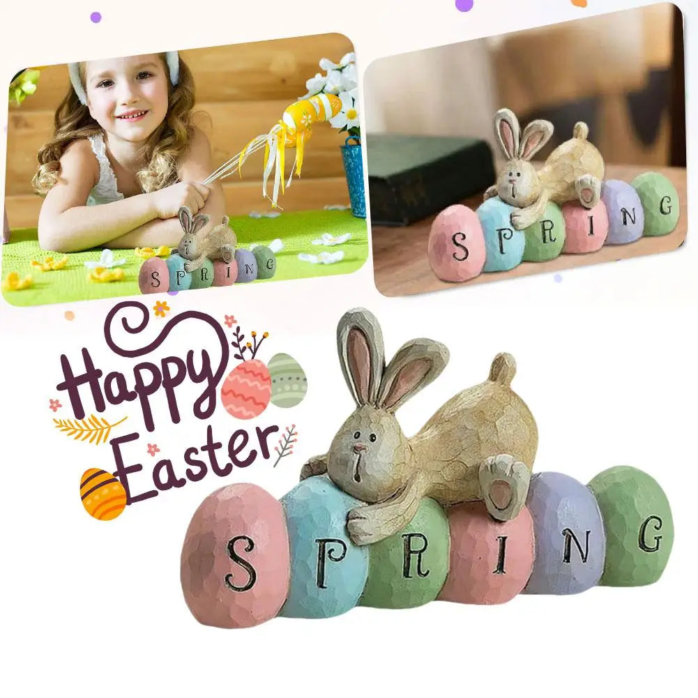 Spring Easter Bunny Rabbit Wooden Ornaments DIY Crafts Kids Toy Gift Happy Easter Decoration 2025 Party Home Desktop Decorations