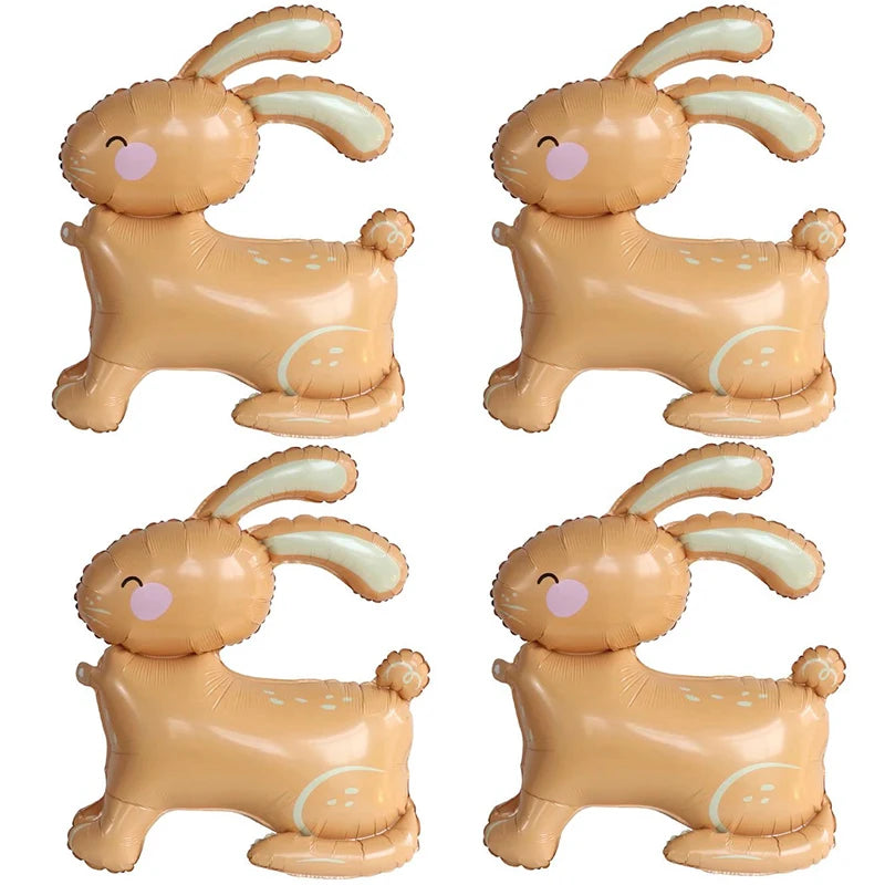 4pcs 4D Standing Rabbit Balloon Cute Cartoon Animal Foil Ballon Wedding Happy Birthday Party Decoration Kids Toys Baby Shower