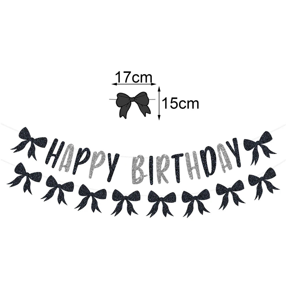 Black Bow Party Supplies Bow Birthday Party Dinner Plate Cup Napkin Toppers Bow Party Decors for Bachelorette Bridal Baby Shower