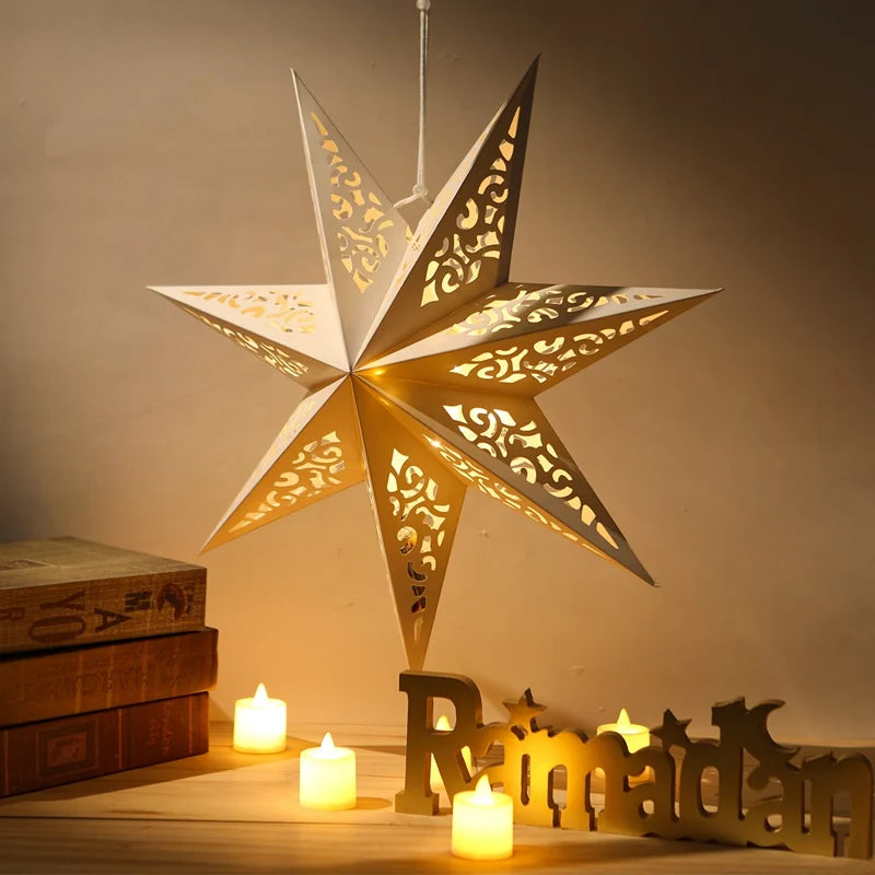 Hollow Star Hanging Pendants Ramadan Decorations 2025 for Home Ramadan Islamic Muslim Party Gifts Eid Mubarak Home Decorations