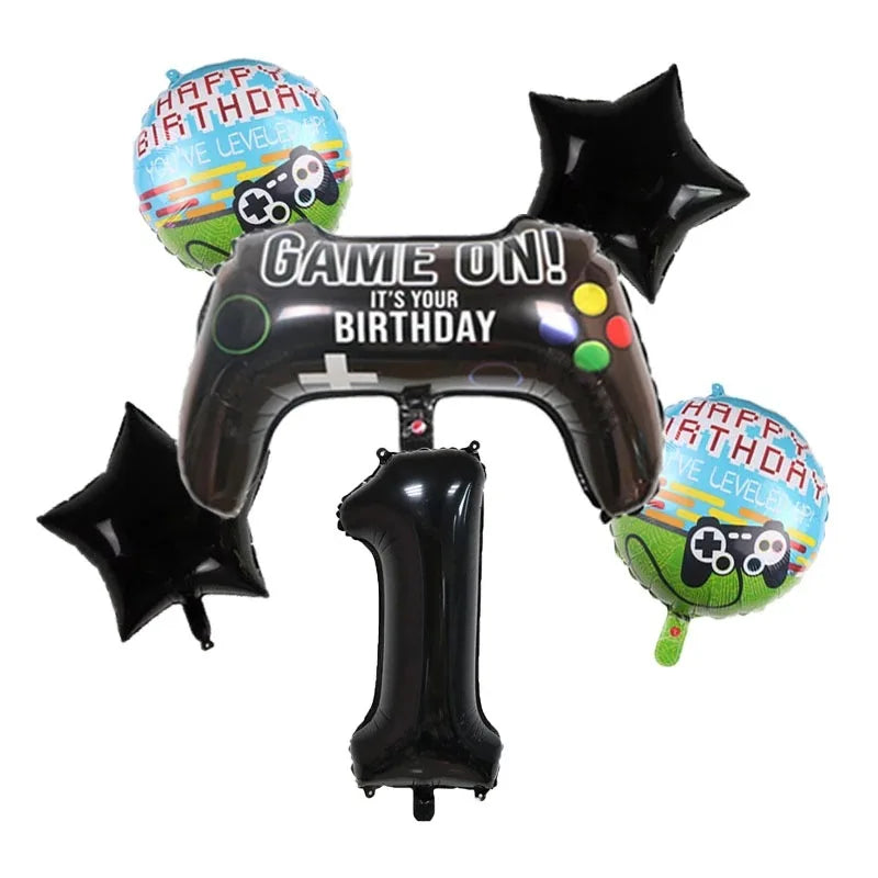 Video Game Birthday Decoration Tableware Balloons for Boy Paper Plates Cups Napkins Banner Cake Topper Video Game Party Favors