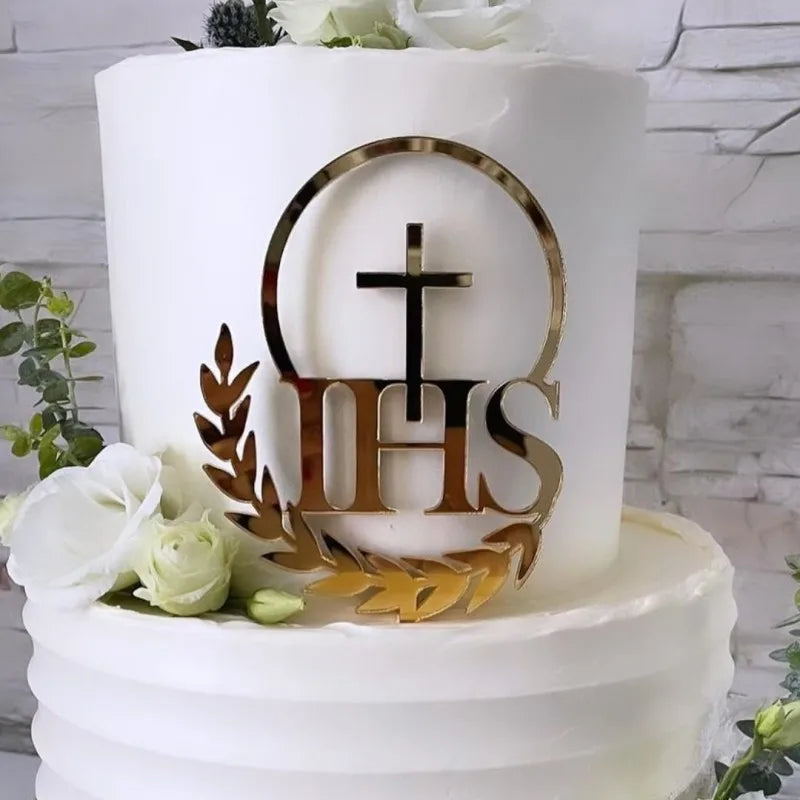 IHS Baptism First Communion Cake Decorations Christening Peace Dove Cake Topper for Communion Party Supplies Cake Decorations