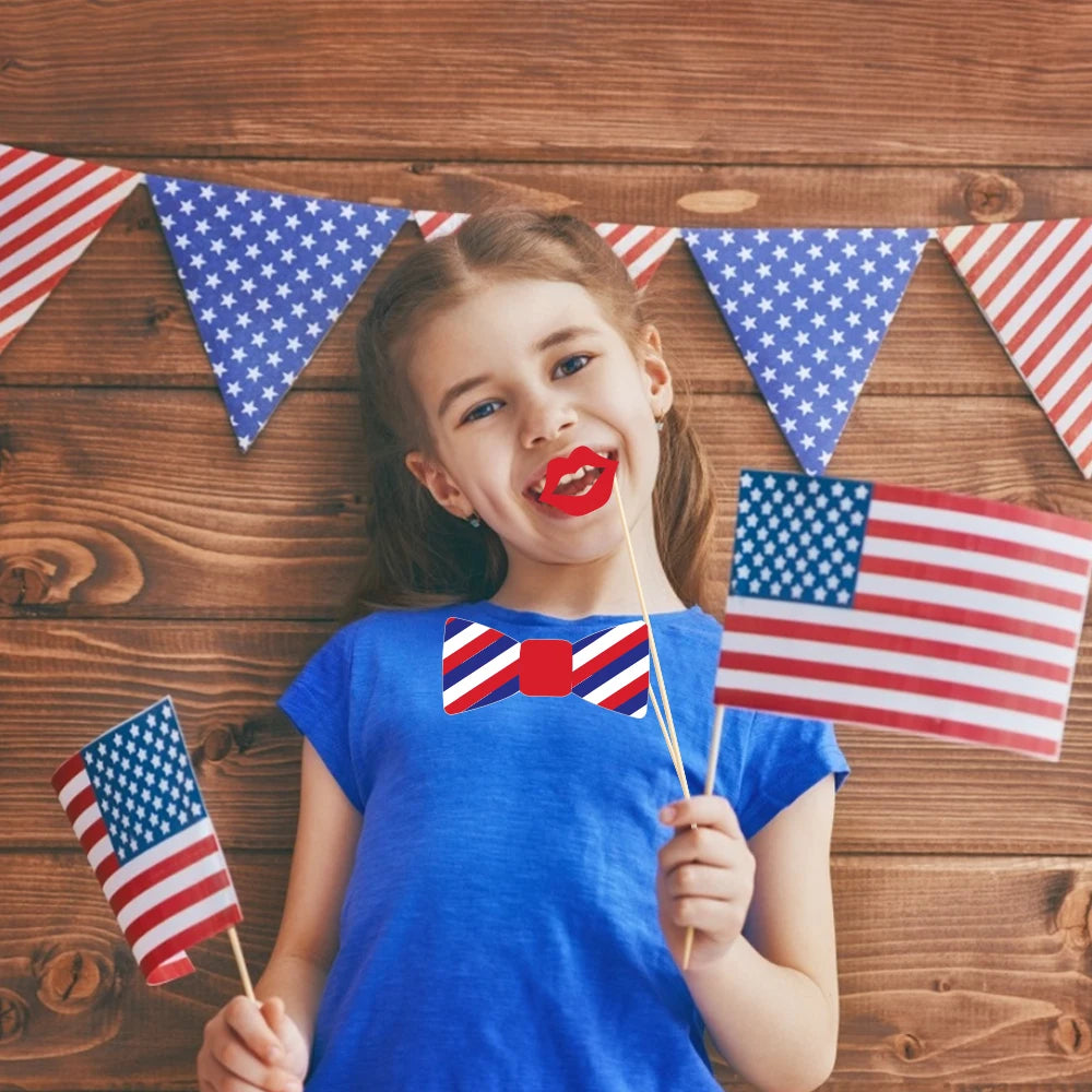 July 4th Day Independence Day Party Photobooth Props, Temporary Tattoo, Tablecover, Cake Stand, Washi Tape, Scrapbook Paper