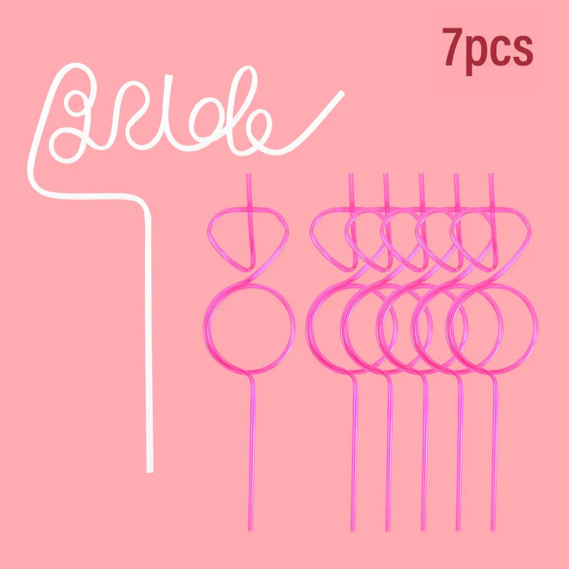 1set Bridal Shower Straws Love Heart Drinking Straw Bride To Be Wedding Decoration Bachelorette Hen Party Supply Team Bride Gift