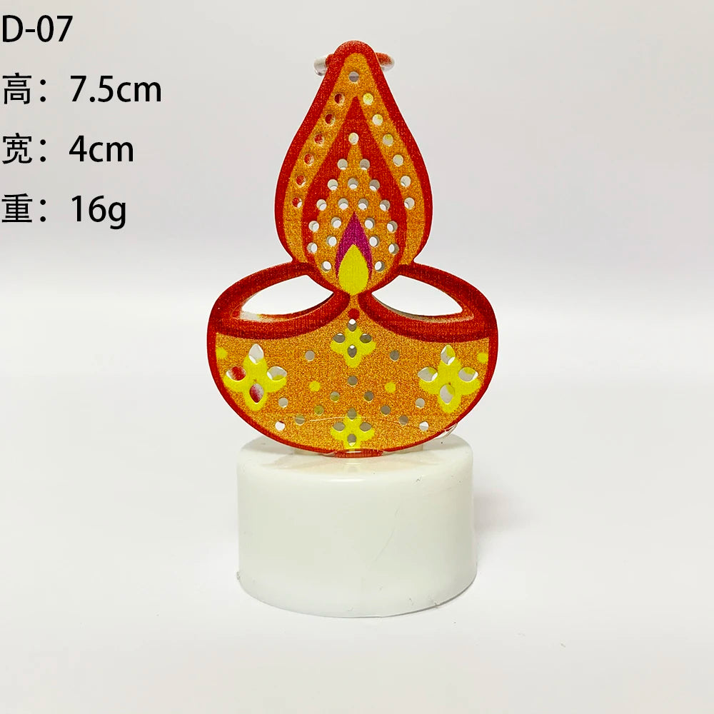 Diwali Diya Decor LED Candle Light, Hindu, Deepavali Festival, Night Light, Battery Powered, Art, 10 Pcs