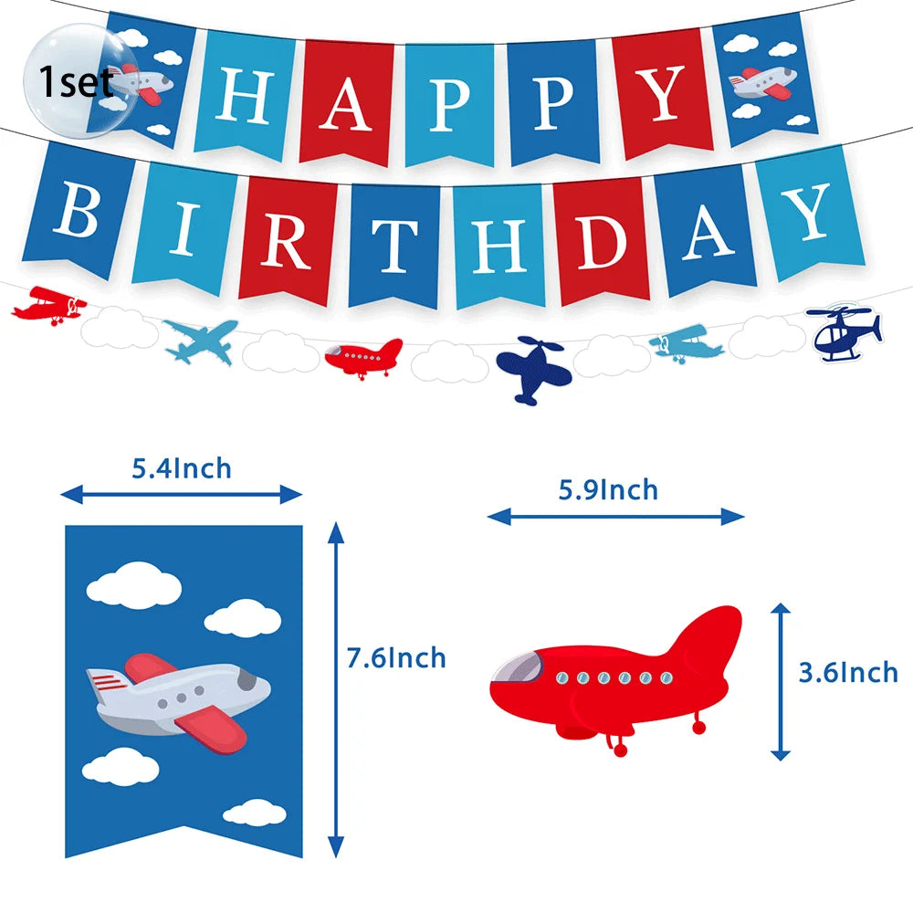 Airplane Party Decoration 12Inch Blue White Latex Balloons Big Plane Foil Cloud Balloon Set for Kids Boys Aviator Theme Birthday