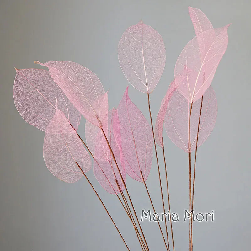 Home Decoration Lucency Leaves Natural Leaf Vein Immortal Artificial Flowers Wedding Table Decoration Wire Stem