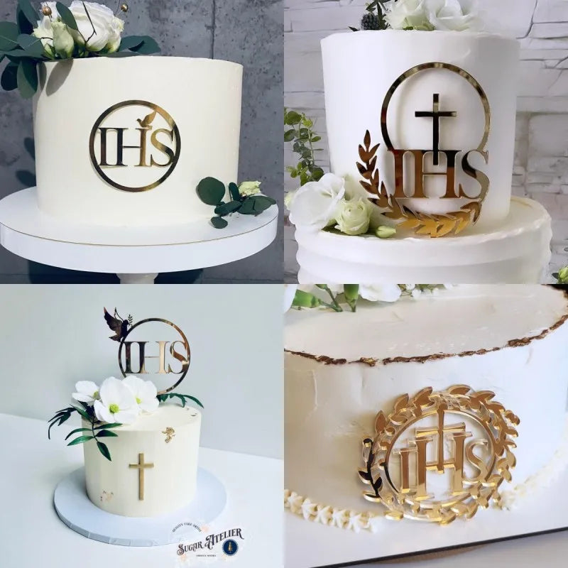 IHS Baptism First Communion Cake Decorations Christening Peace Dove Cake Topper for Communion Party Supplies Cake Decorations