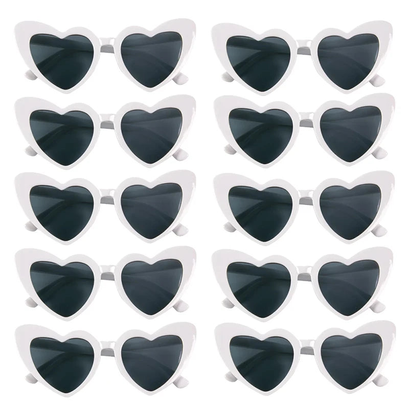 10pcs Bachelorette Party Sunglasses Black White Pink Square Heart Shape Glasses Bride and Groom Photo Glasses Bridal Shower Deco