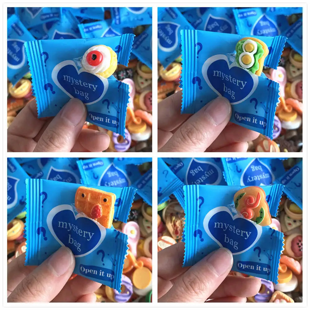10/30/60pcs Blind Bags Mixed Styles Tiny Food Miniature Simulated Mini Food Miniature Mystery Bags for Dollhouse Decor, Gifts
