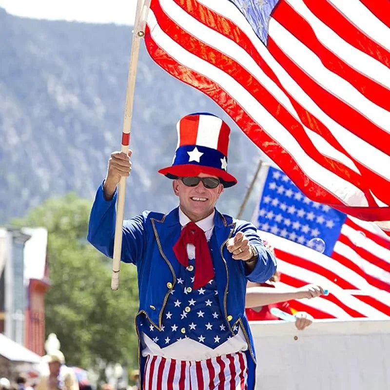 Party Velvet Hat Red White Blue Independence Day Flag Hat Uncle Sam Dress Up Top Hat