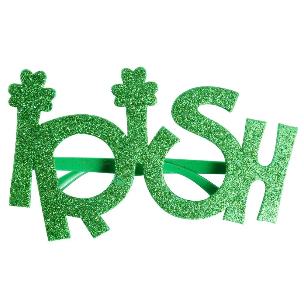 1pc St. Patrick's Day Irish Shamrock Sunglasses Green Four Leaf Clover Leprechaun Costume Glasses Party DIY Decor Supplies